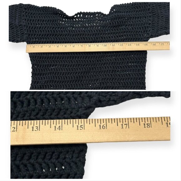 Scoop NYC Black Cotton Crochet Sweater, size S - Picture 10 of 11